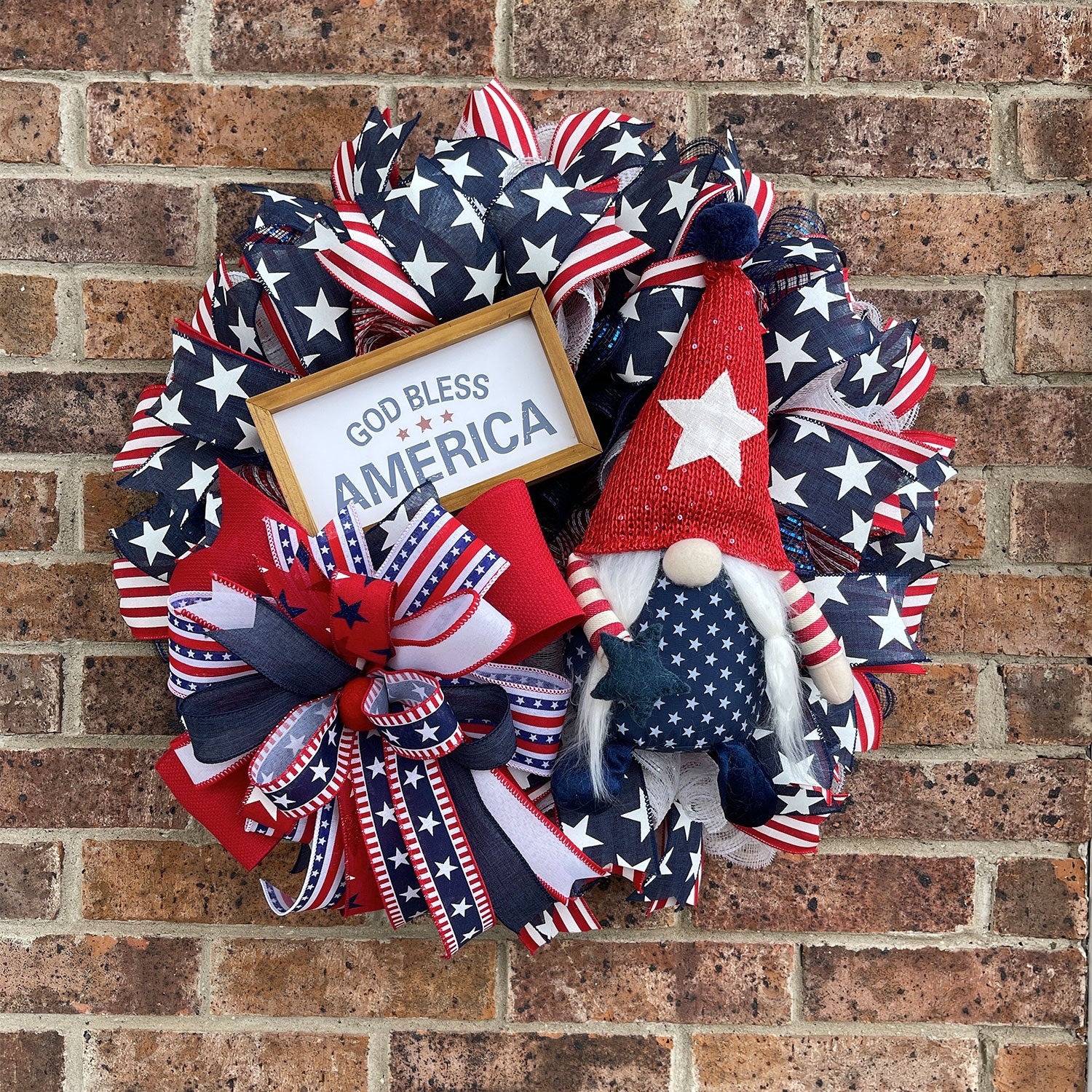 God Bless America Gnome Wreath