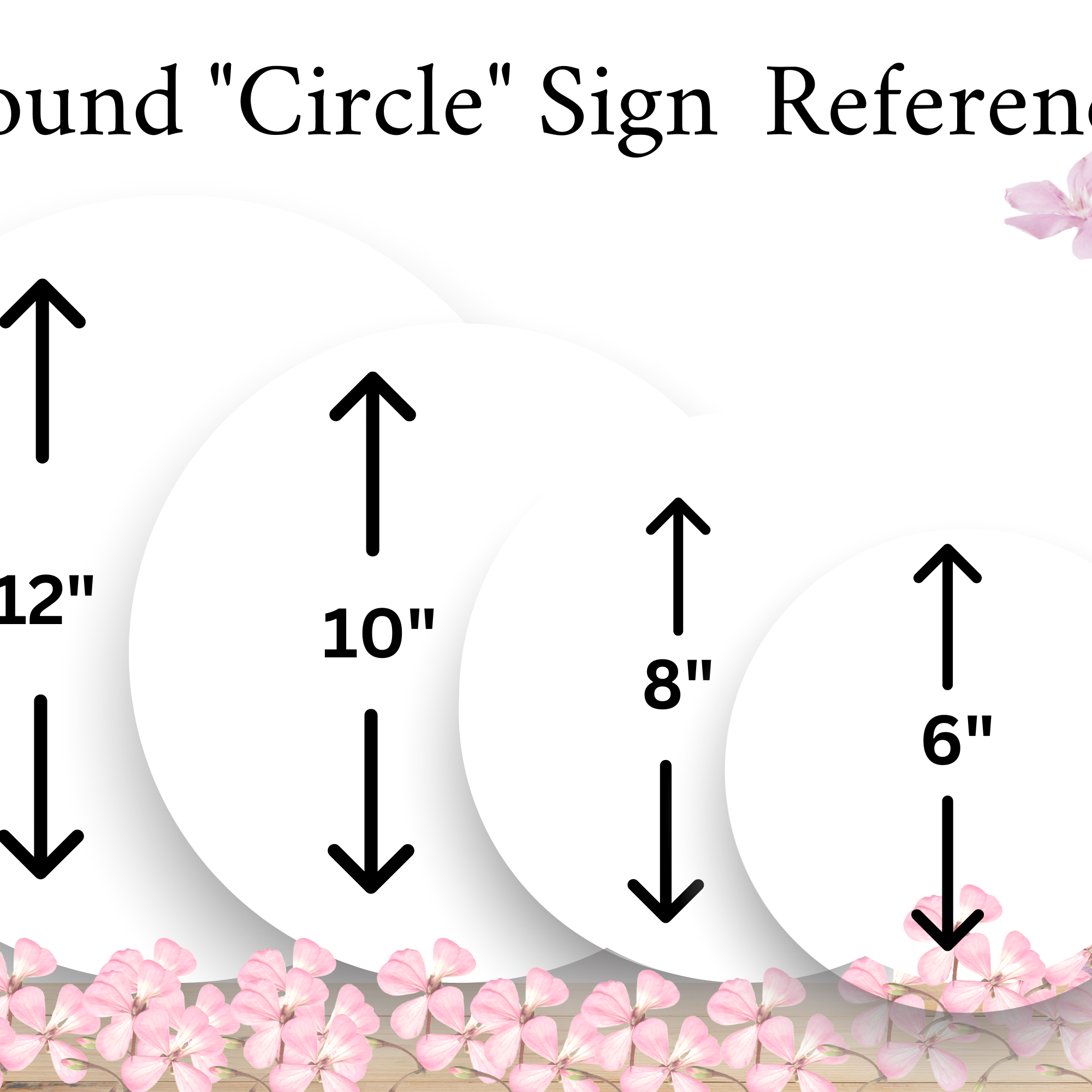 Round Circle Sign Size Reference for Wreath Sign