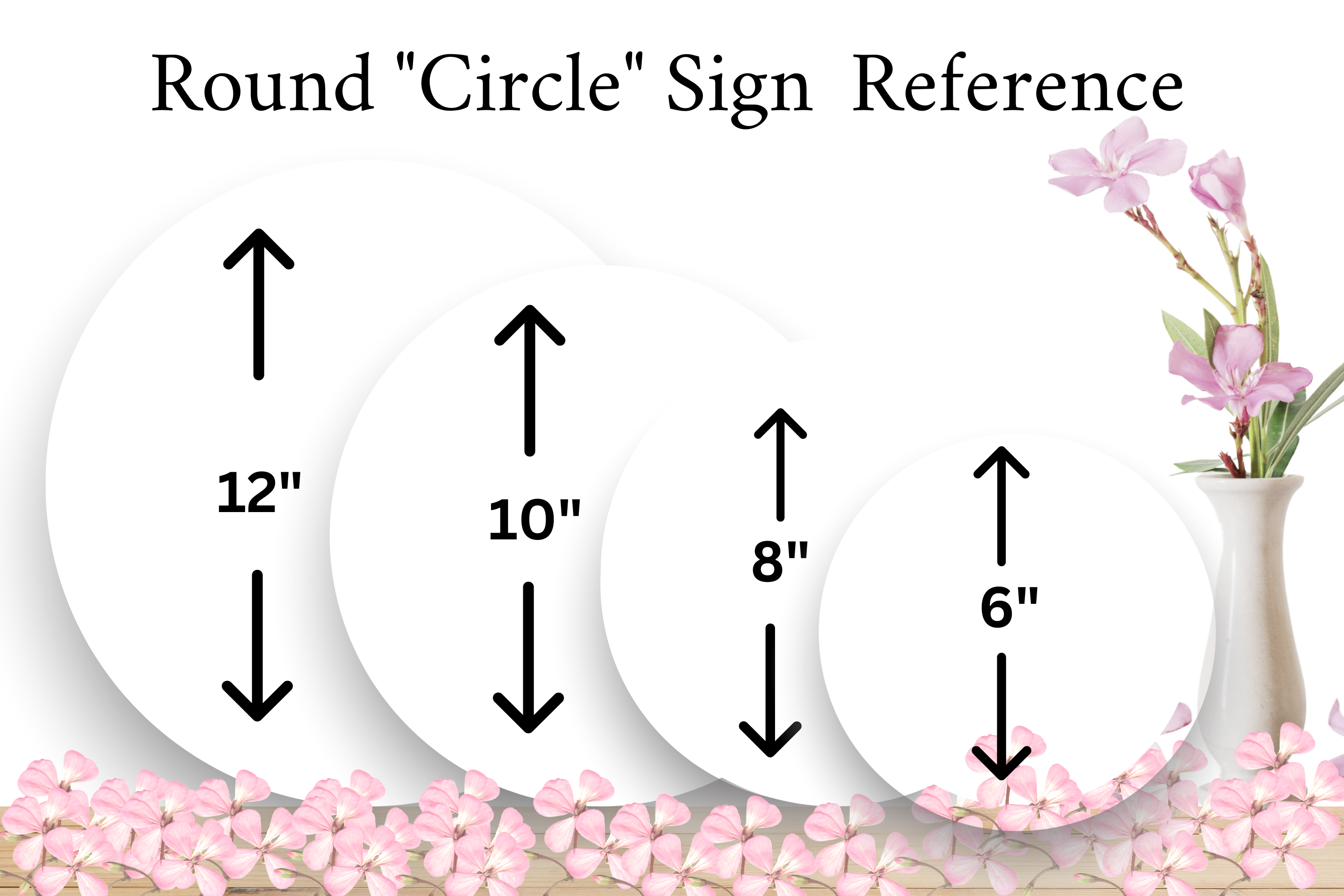 Round Circle Sign Size Reference for Wreath Sign