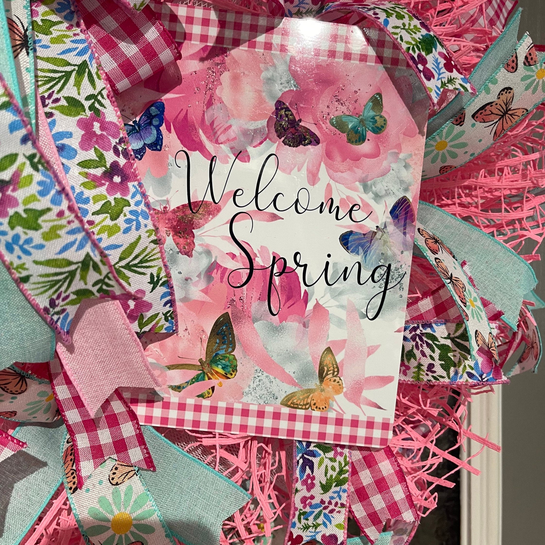 Spring Wreath, Spring Welcome Butterfly Wreath, Butterfly Wreath, Spring Decor