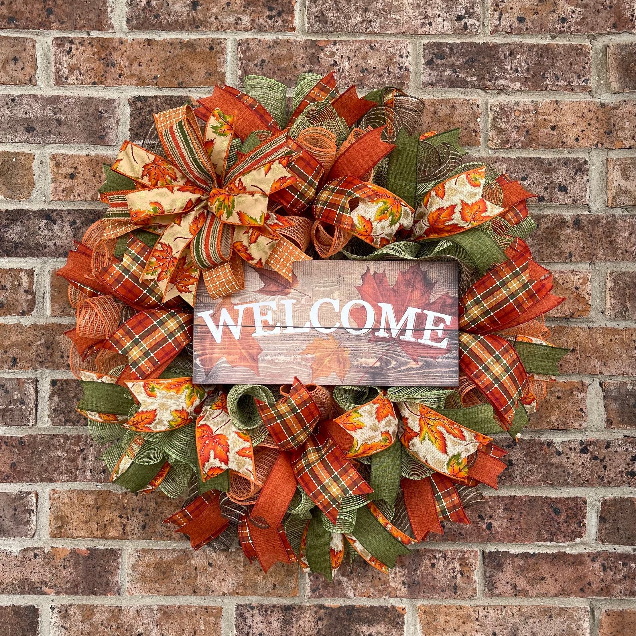 Welcome Fall Wreath for Front Door, Fall Porch Decorations