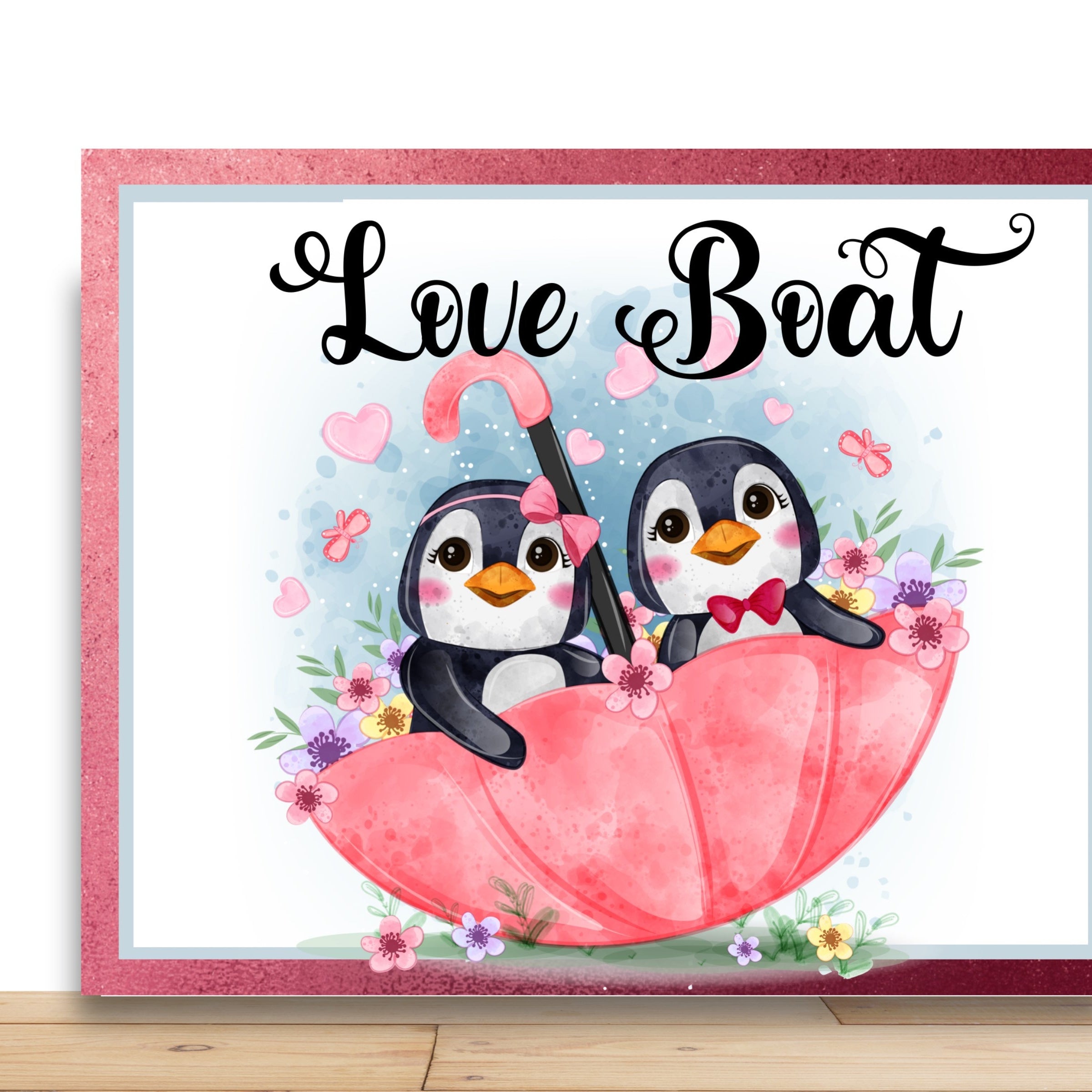 Valentines Wreath Sign, Penguin Love Boat Wreath Sign, Sign For Wreath, Desert Wreath Signs
