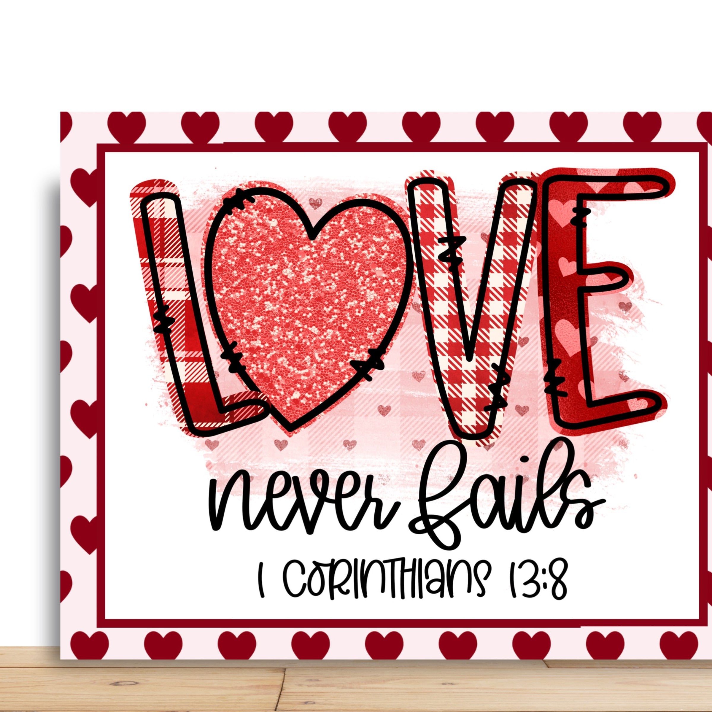 Valentines Wreath Sign, Pink Love Never Fails sign, Rectangle wreath Sign, Sign For Wreath, Desert Wreath Signs