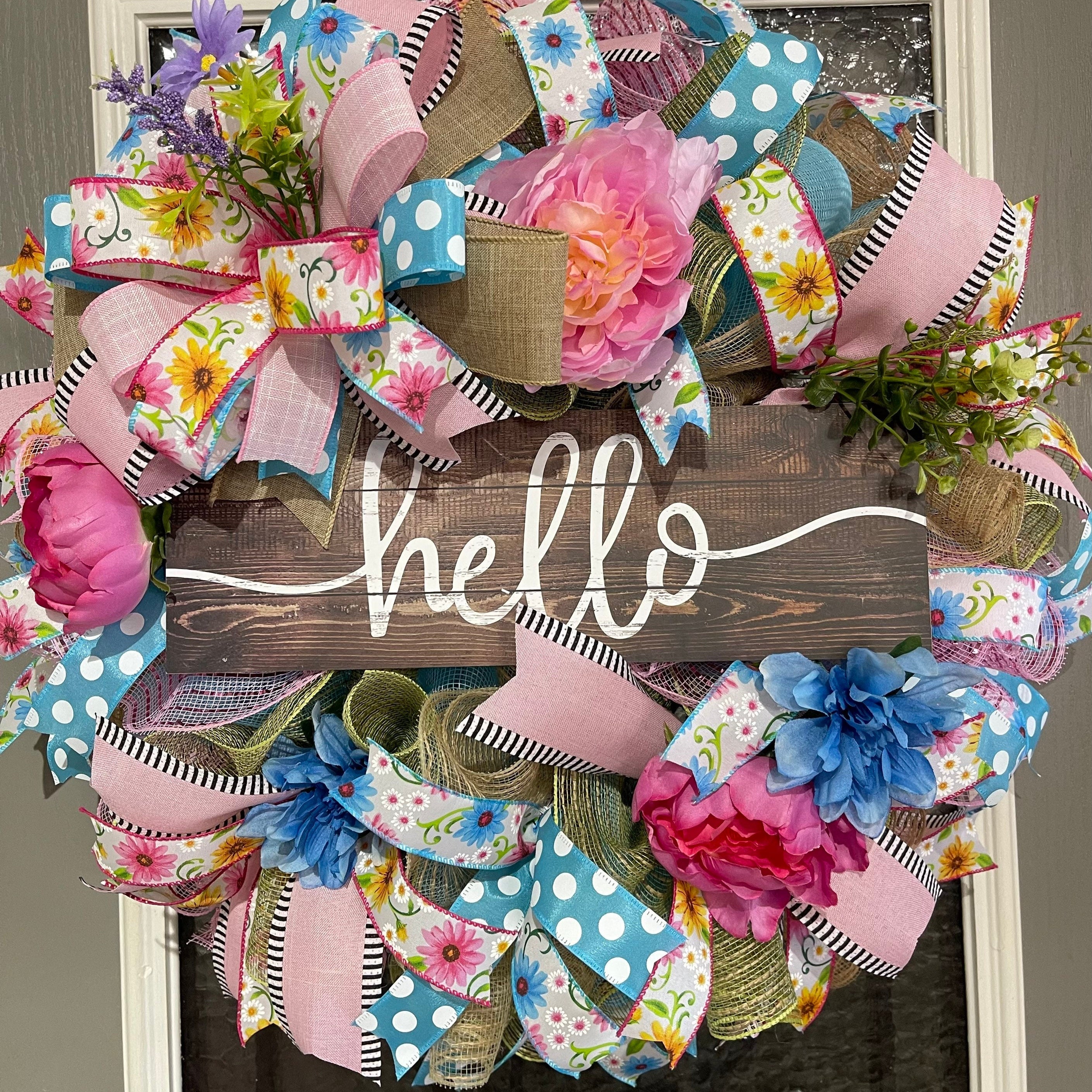 Spring Hello Wreath For Your Door,