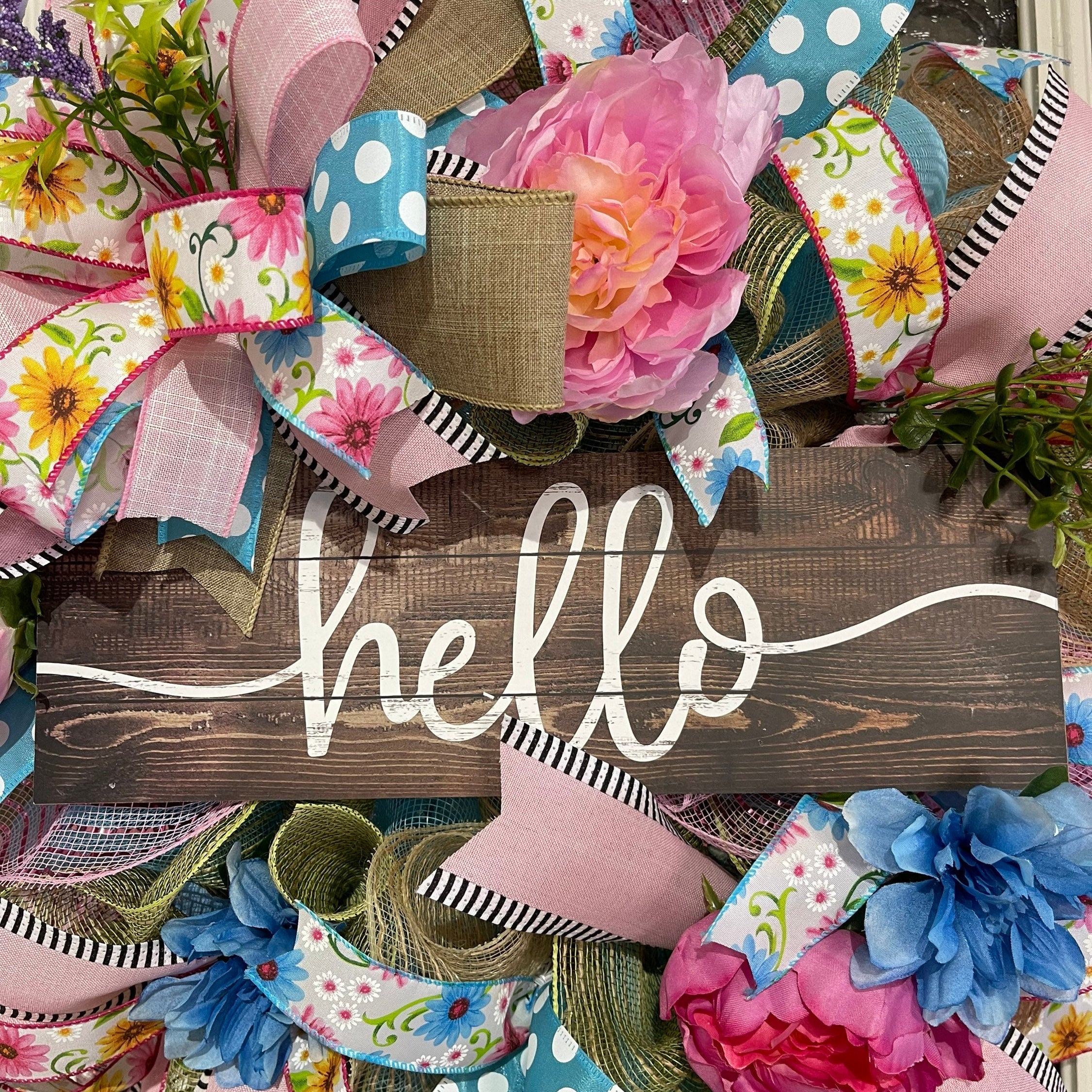 Spring Hello Wreath For Your Door, Spring Floral Wreath, Mother’s Day Wreath, Easter Wreath, Spring Decor