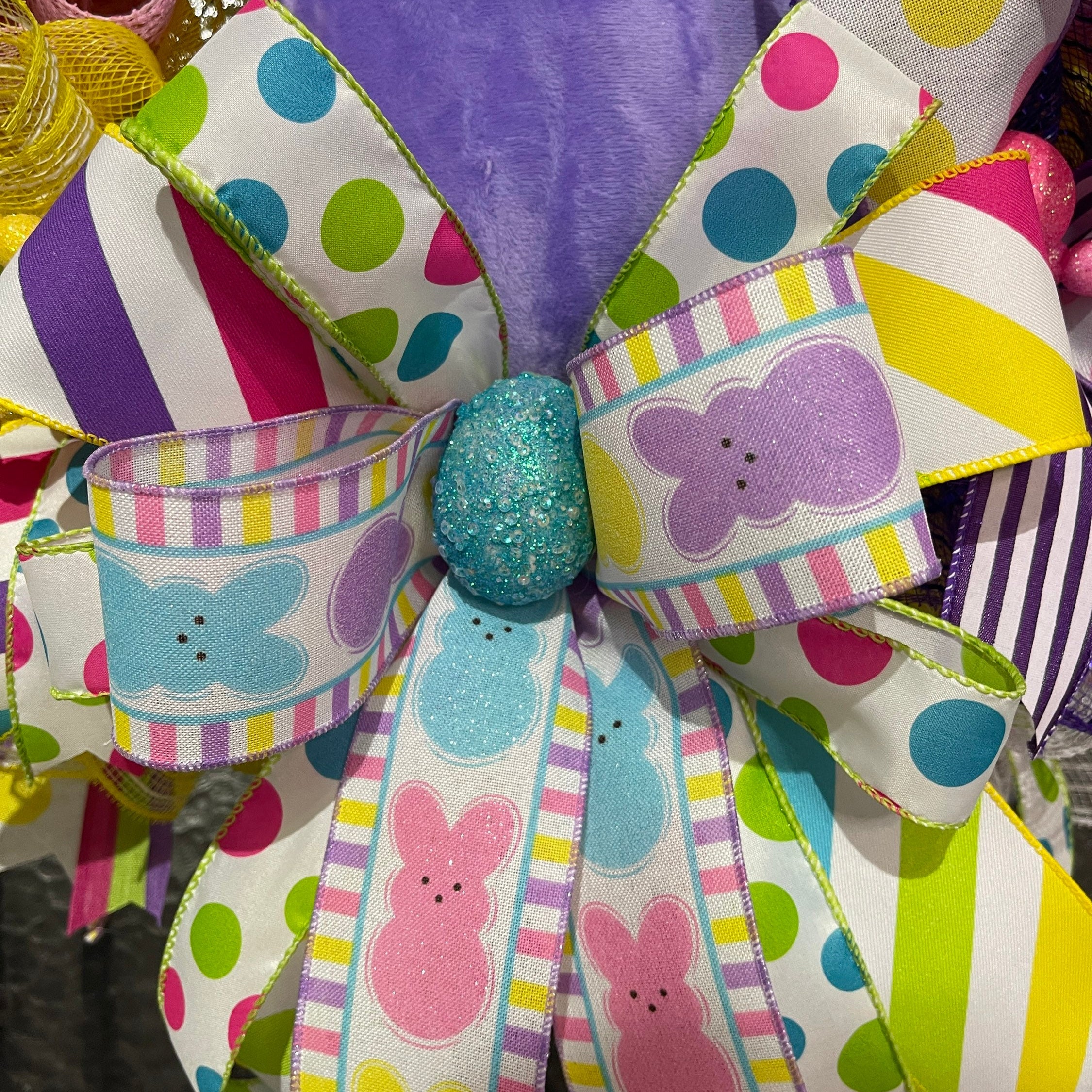 Easter Sugar Bunny -Wreath For Your Door, Purple Bunny Wreath, Easter Decor, Spring Decorations