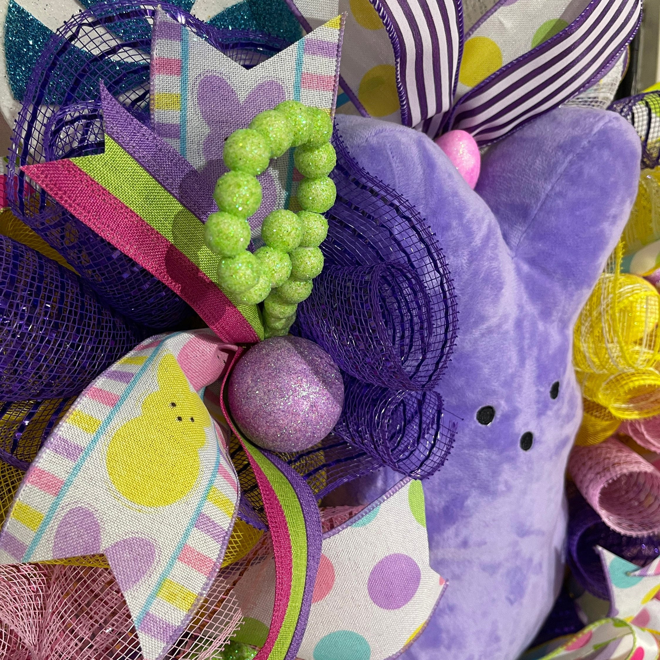 Easter Sugar Bunny -Wreath For Your Door, Purple Bunny Wreath, Easter Decor, Spring Decorations