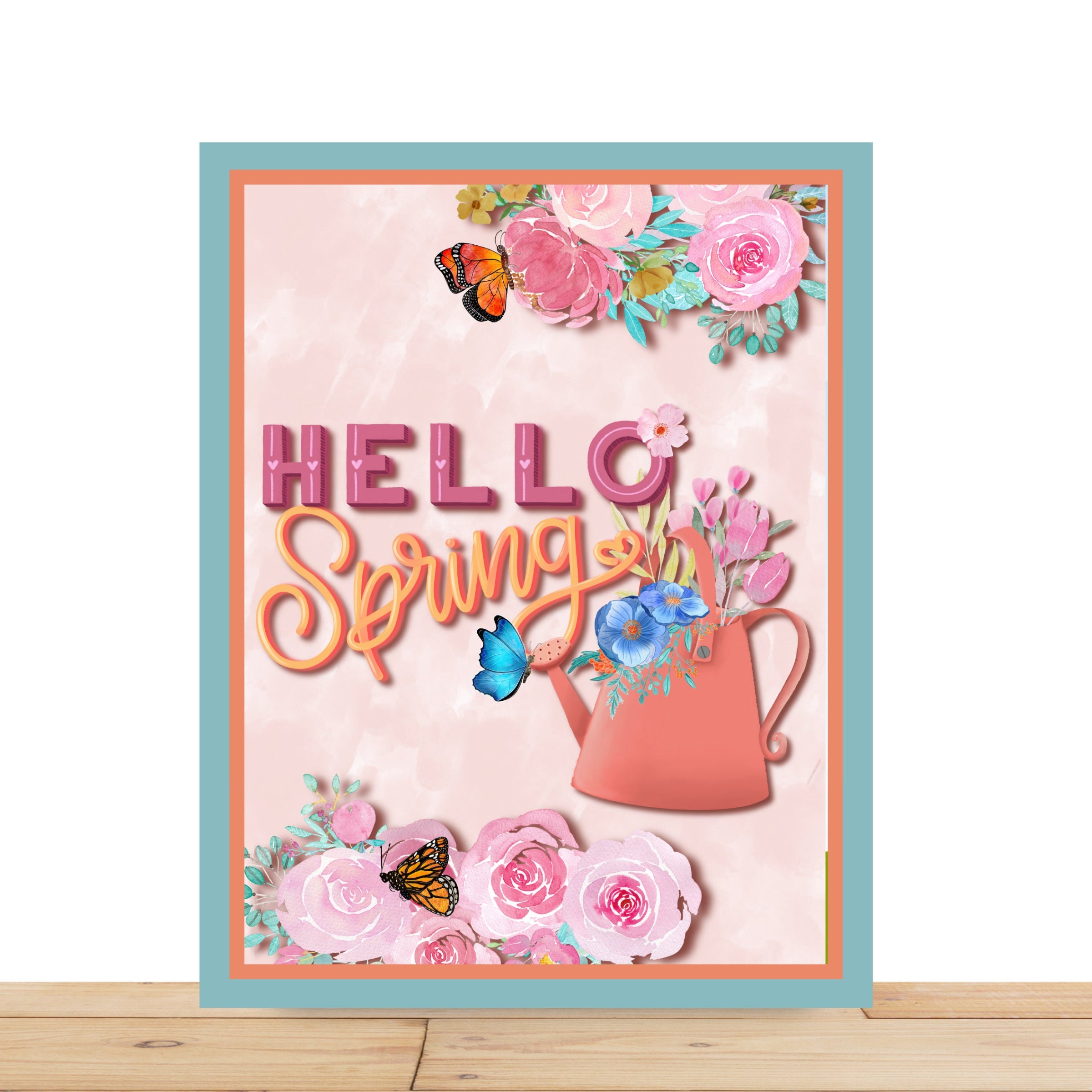 Spring Wreath Sign, Summer Wreath Sign, Hello Spring Rectangle Metal Sign, Sign For Wreath, Desert Wreath Signs