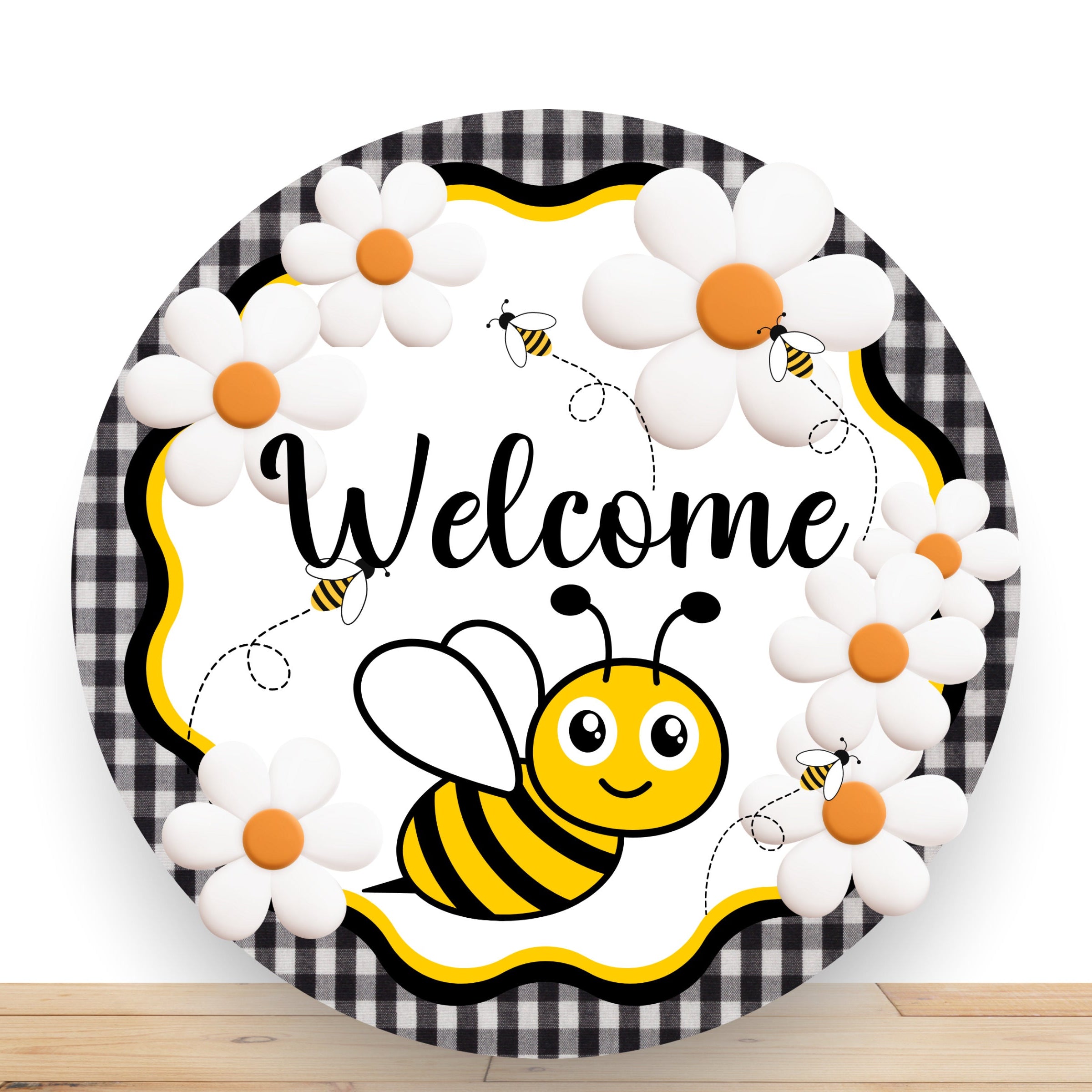 Bee Wreath Sign, Welcome Bee Round Metal Wreath Sign, Sign For Wreath, Desert Wreath Signs