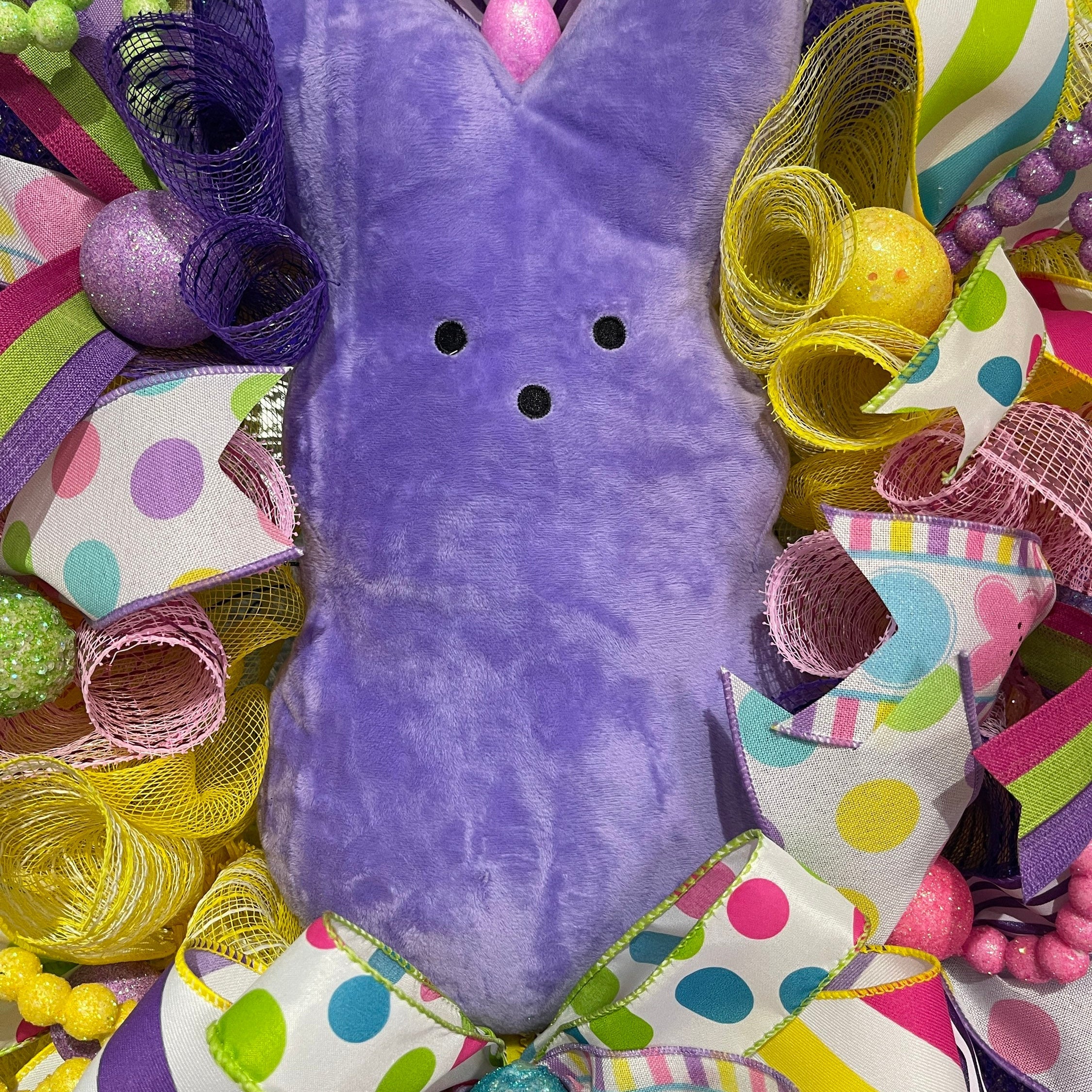 Easter Sugar Bunny -Wreath For Your Door, Purple Bunny Wreath, Easter Decor, Spring Decorations