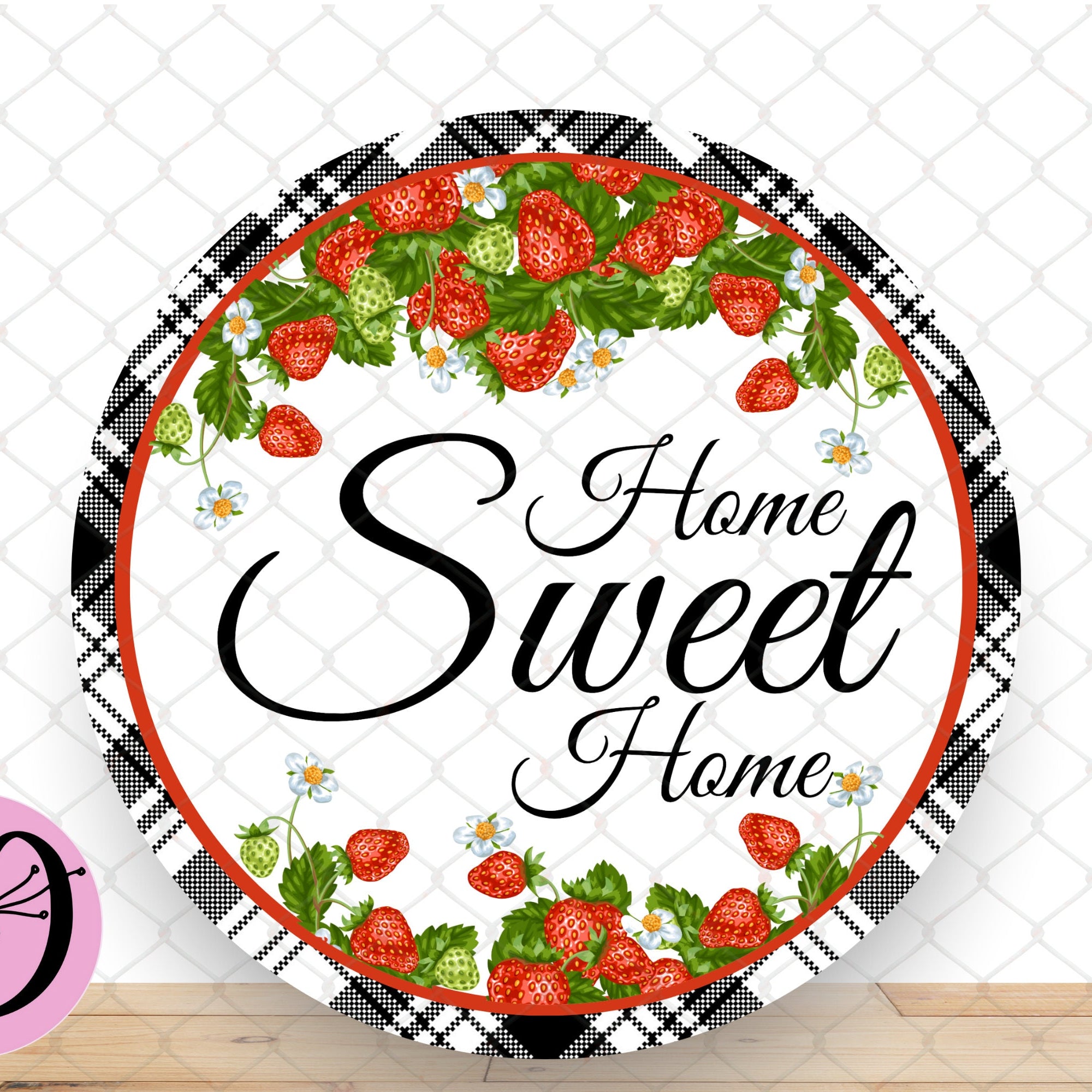 Summer Wreath Sign, Strawberry Wreath Sign, Home Sweet Home Round Metal Wreath Sign, Sign For Wreath, Desert Wreath Signs