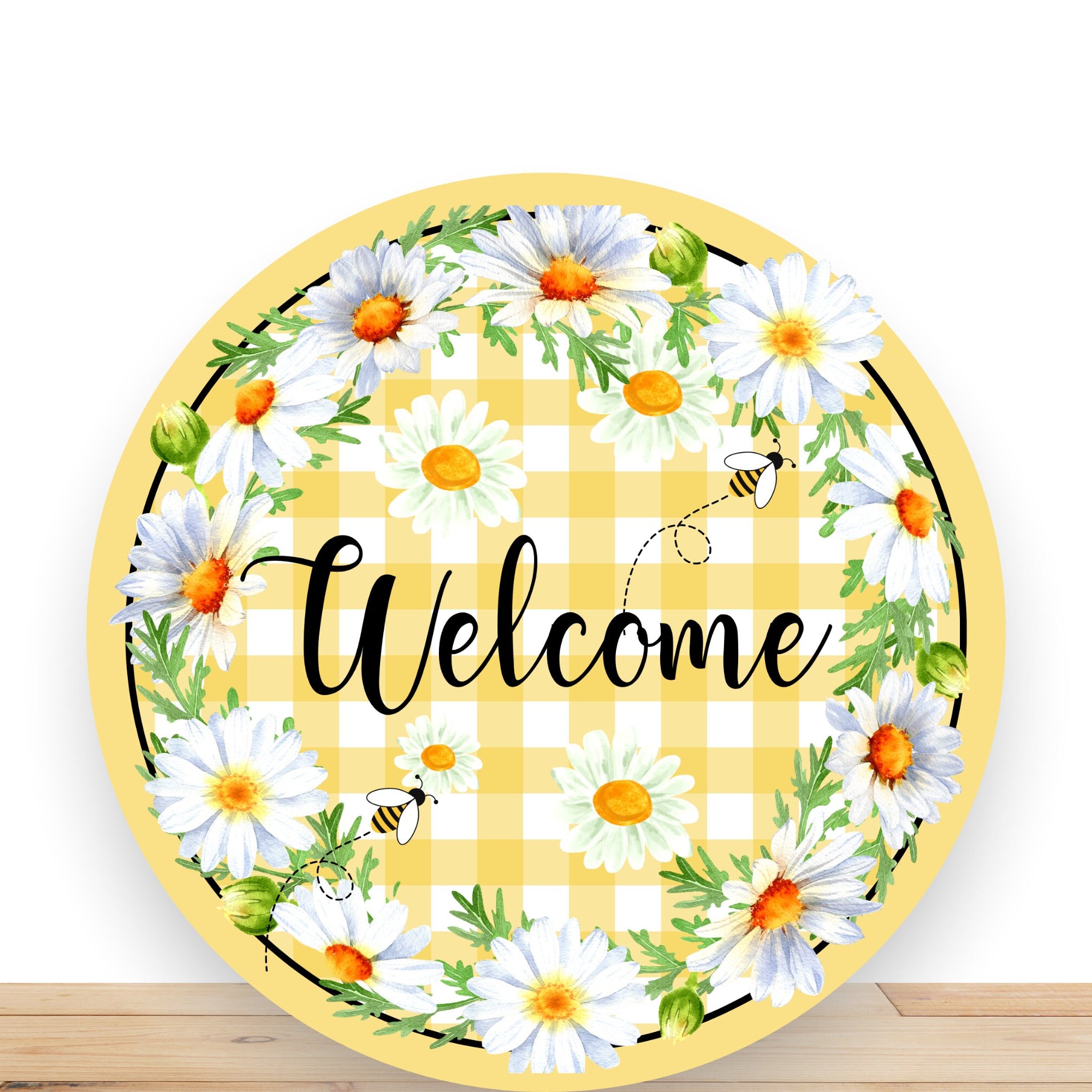 Daisy Wreath Sign, Welcome Round Metal Wreath Sign, Sign For Wreath, Desert Wreath Signs