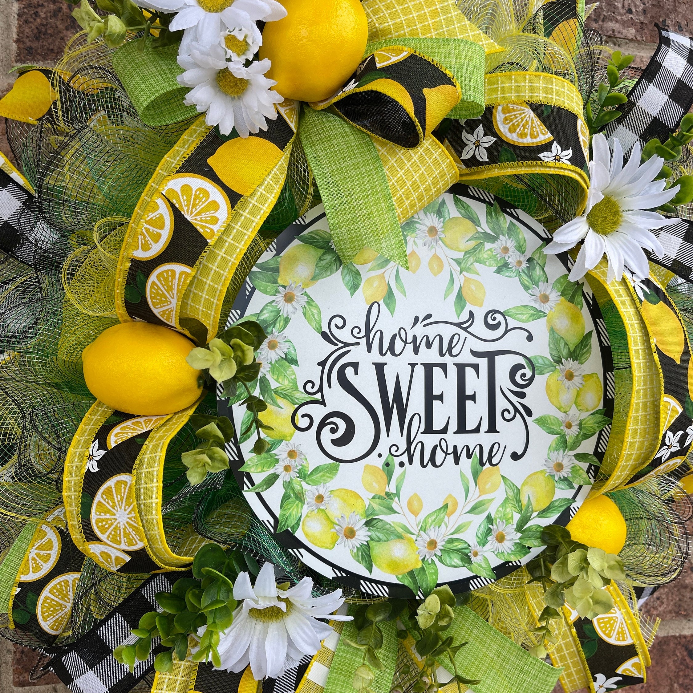Lemon Wreath, Home Sweet Home Lemon Wreath, Summer Wreath, Spring Wreath, Everyday Wreath, Summer Decor, Spring Decor