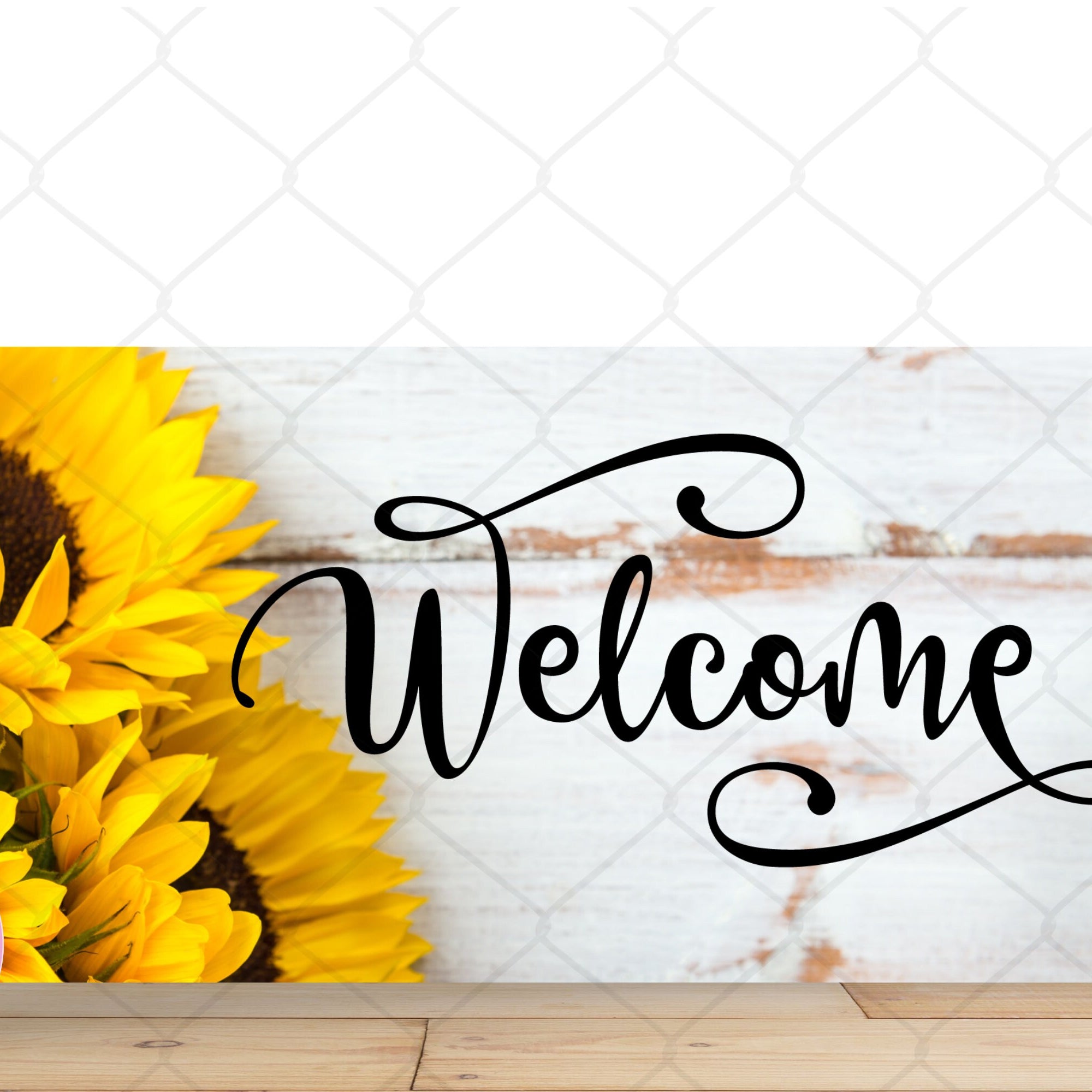 Sunflower Wreath Sign, Welcome Rustic Sunflower Rectangle Metal Sign, Signs For Wreath, Desert Wreath Signs
