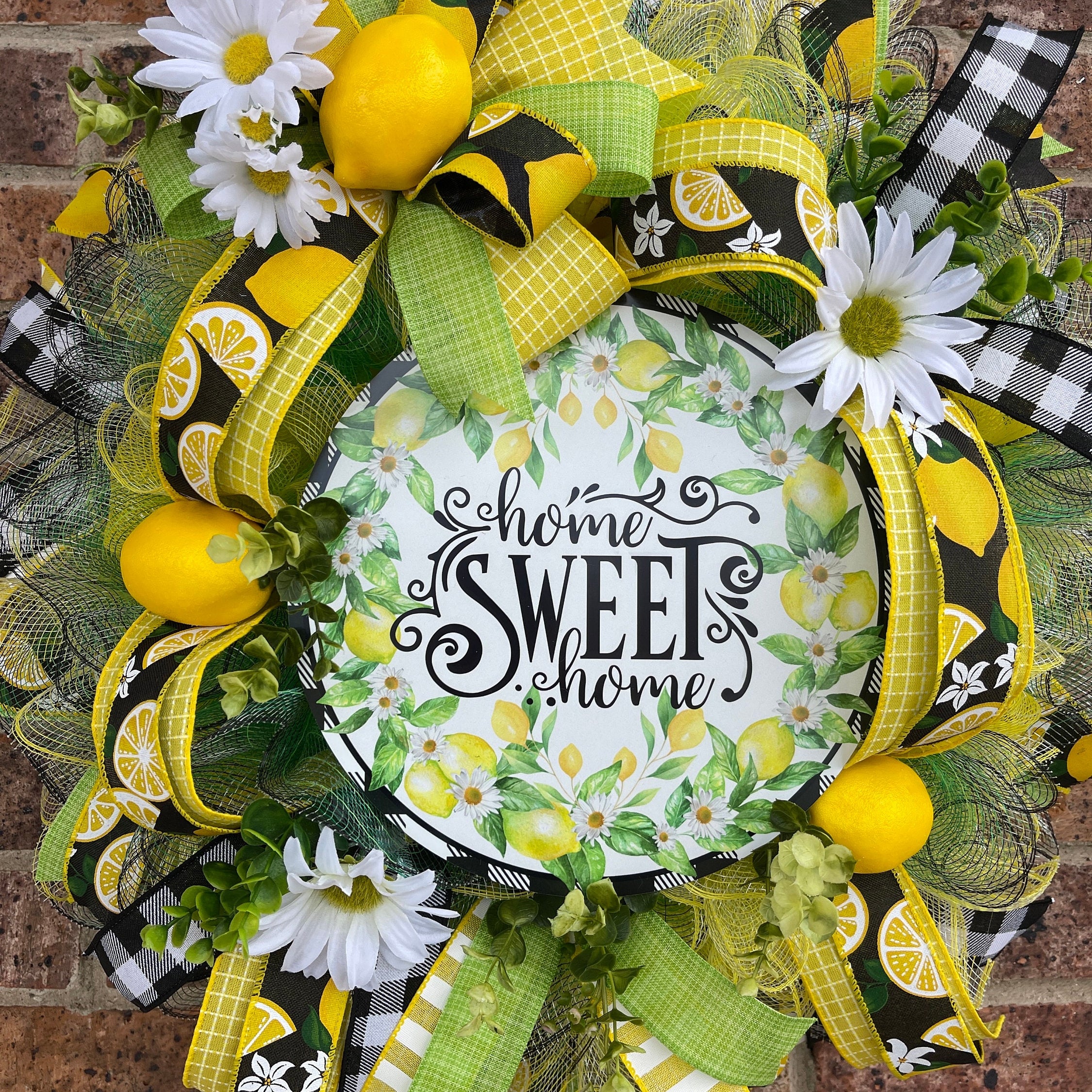 Lemon Wreath, Home Sweet Home Lemon Wreath, Summer Wreath, Spring Wreath, Everyday Wreath, Summer Decor, Spring Decor