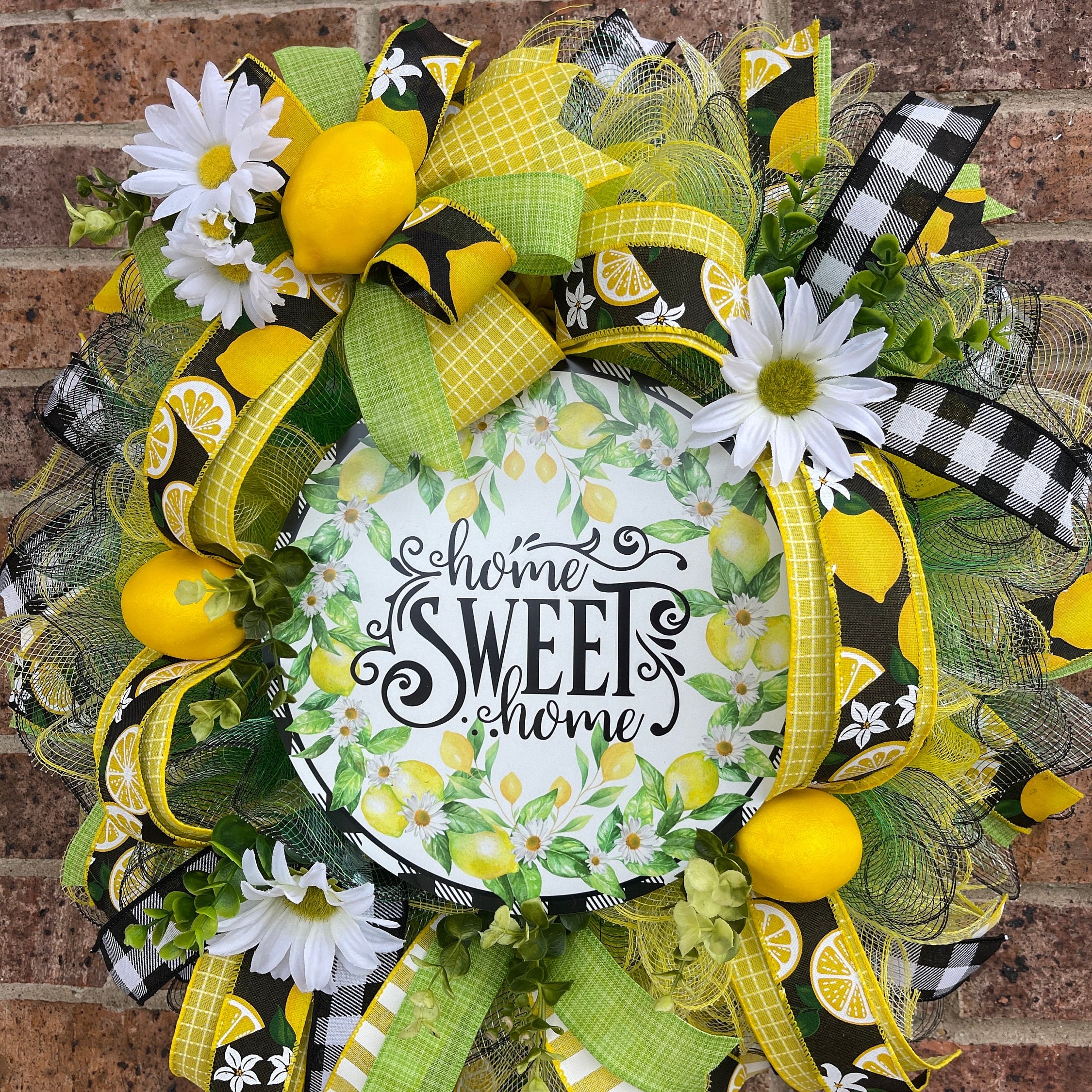 Lemon Wreath, Home Sweet Home Lemon Wreath, Summer Wreath, Spring Wreath, Everyday Wreath, Summer Decor, Spring Decor