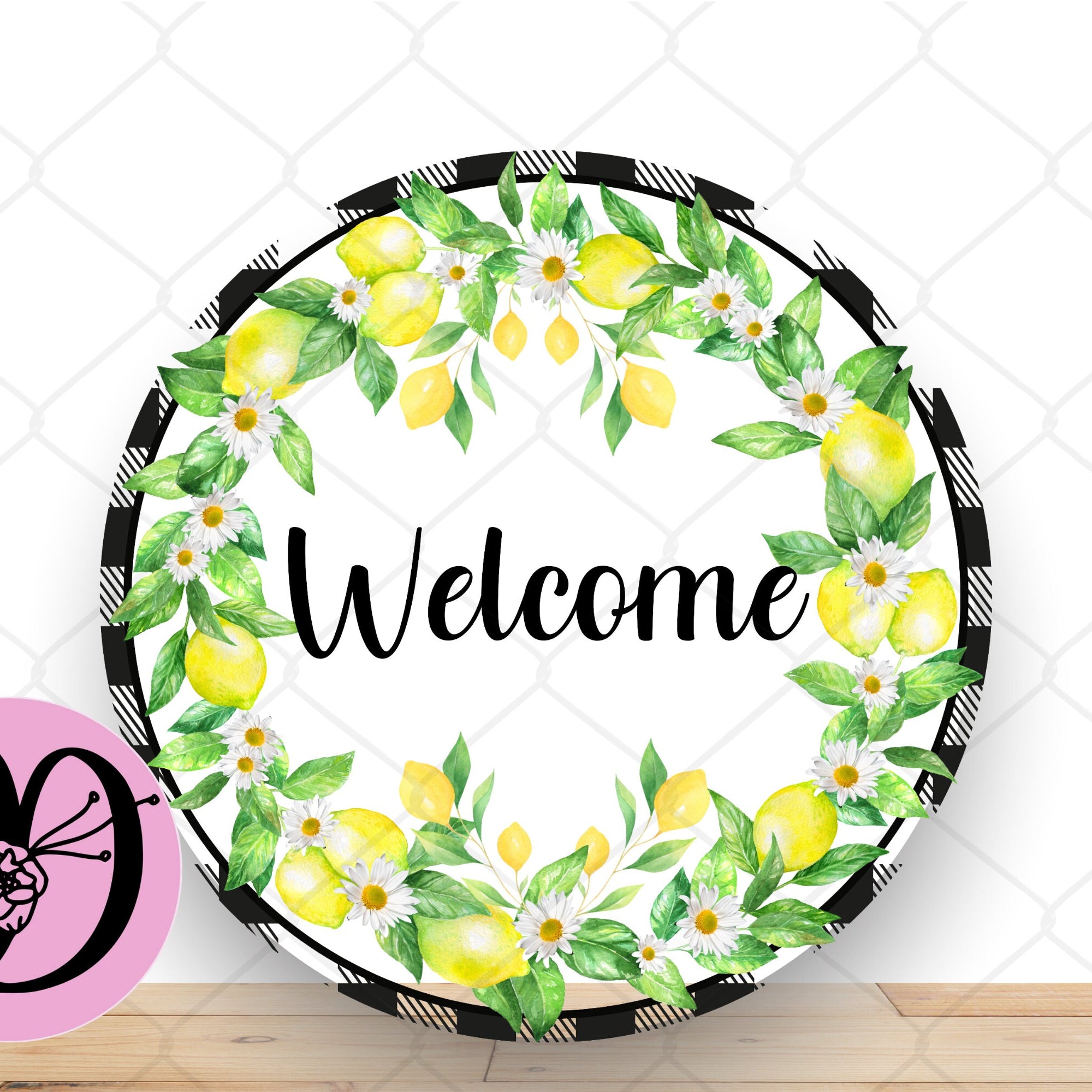 Lemon Wreath Sign, Welcome Lemon Round Metal Wreath Sign, Sign For Wreath, Desert Wreath Signs