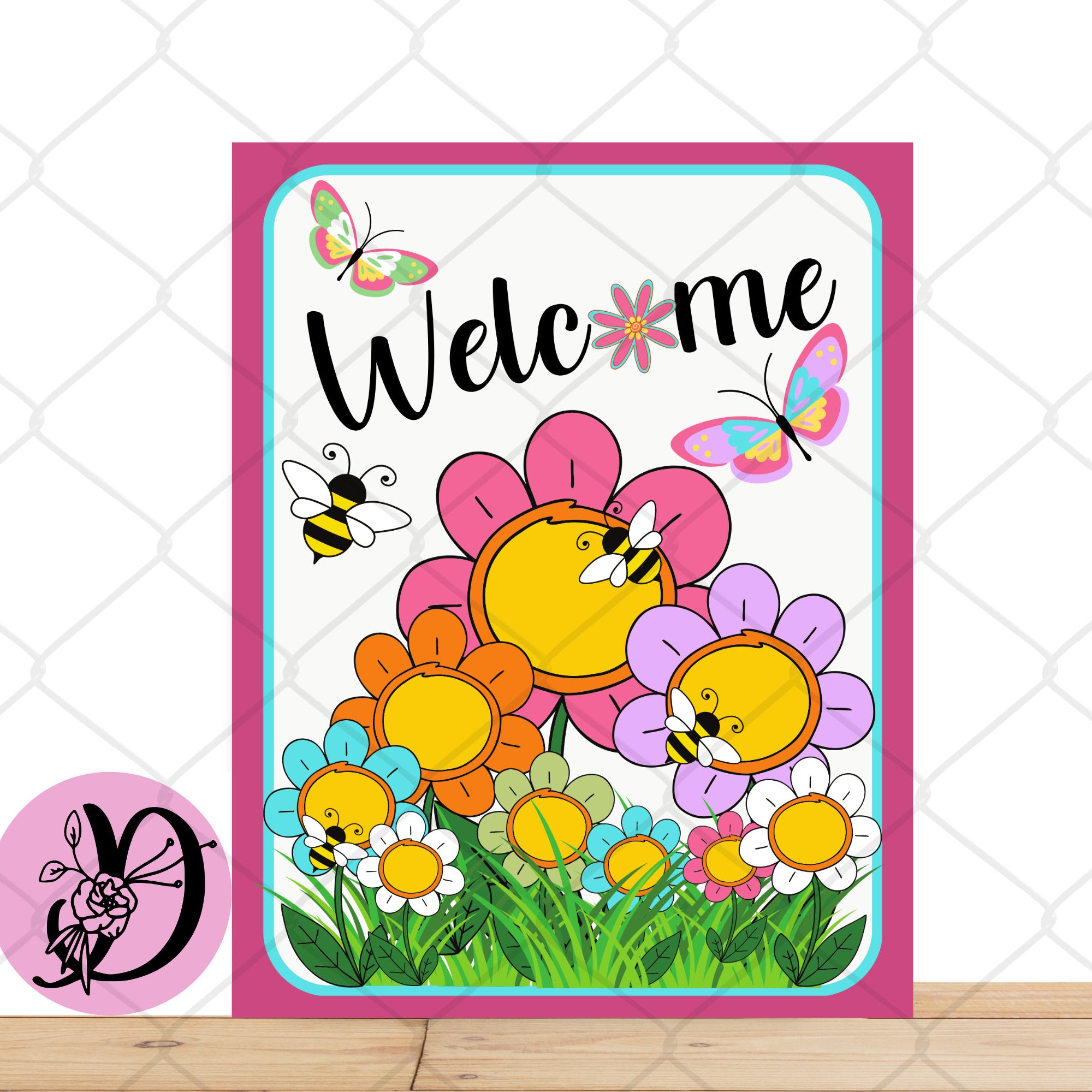 Spring Wreath Sign, Summer Wreath Sign, Welcome Rectangle Metal Sign, Sign For Wreath, Desert Wreath Signs