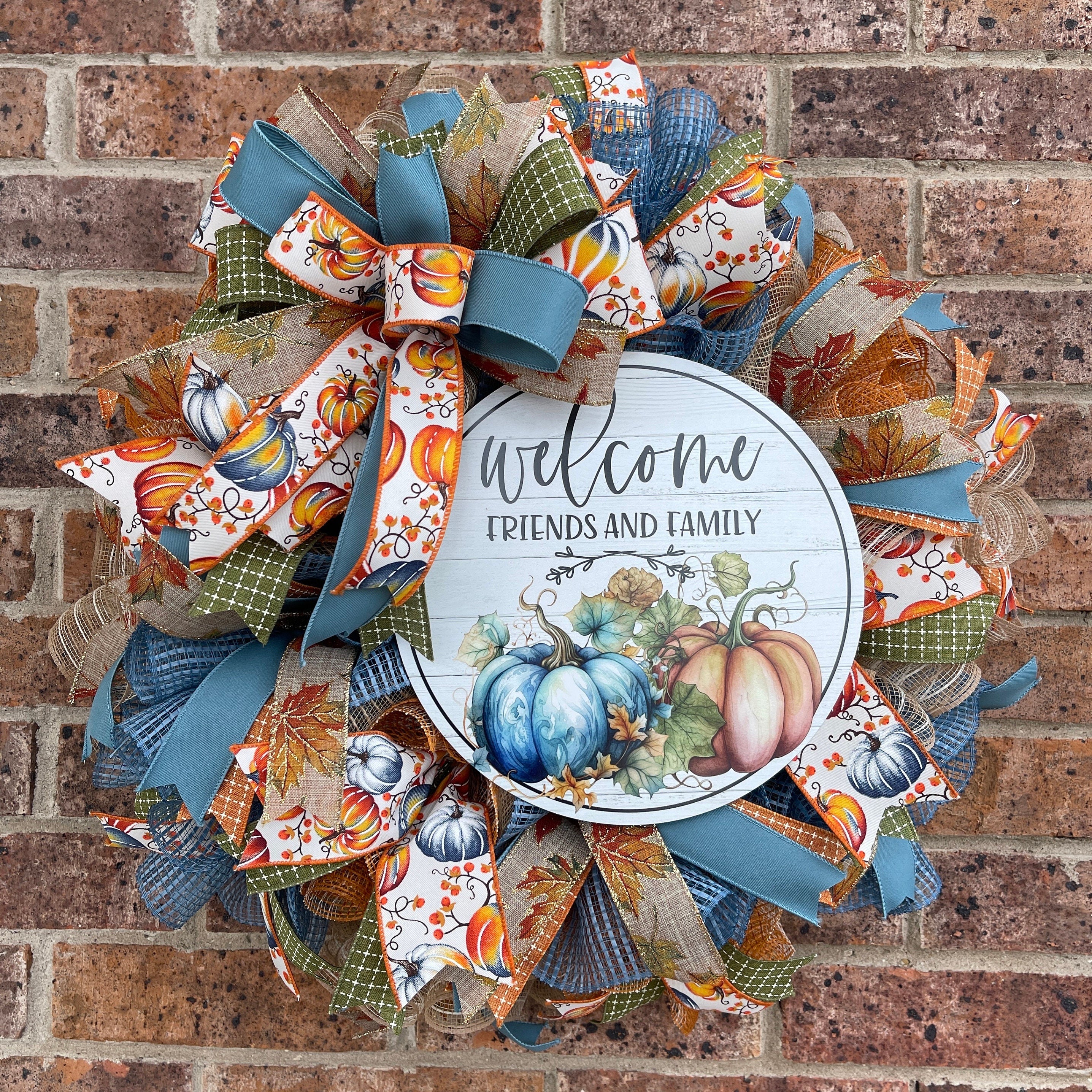 Fall Wreath, Welcome Friends and Family Fall Wreath, Fall Porch Decorations