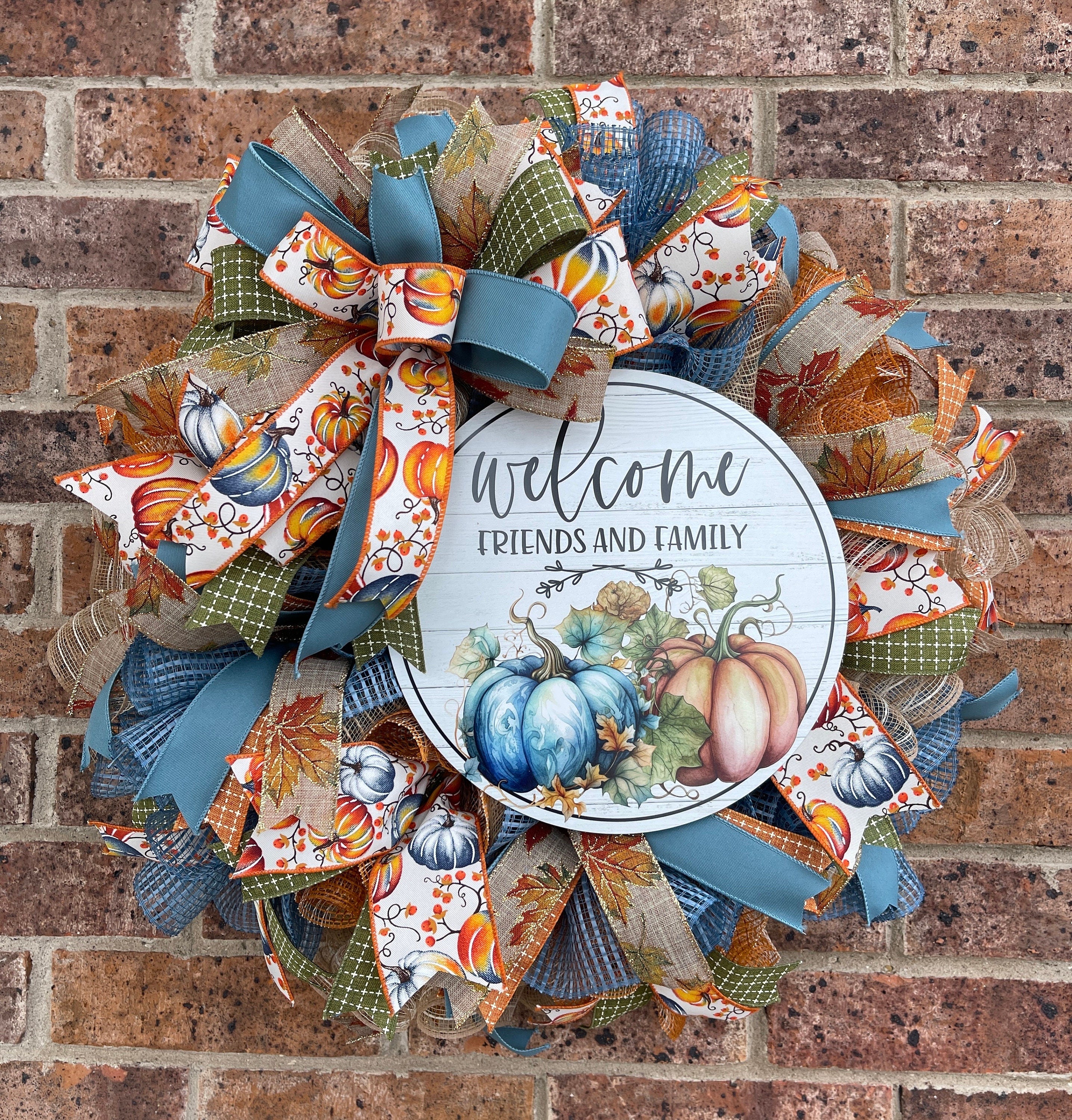 Fall Wreath, Welcome Friends and Family Fall Wreath, Fall Porch Decorations