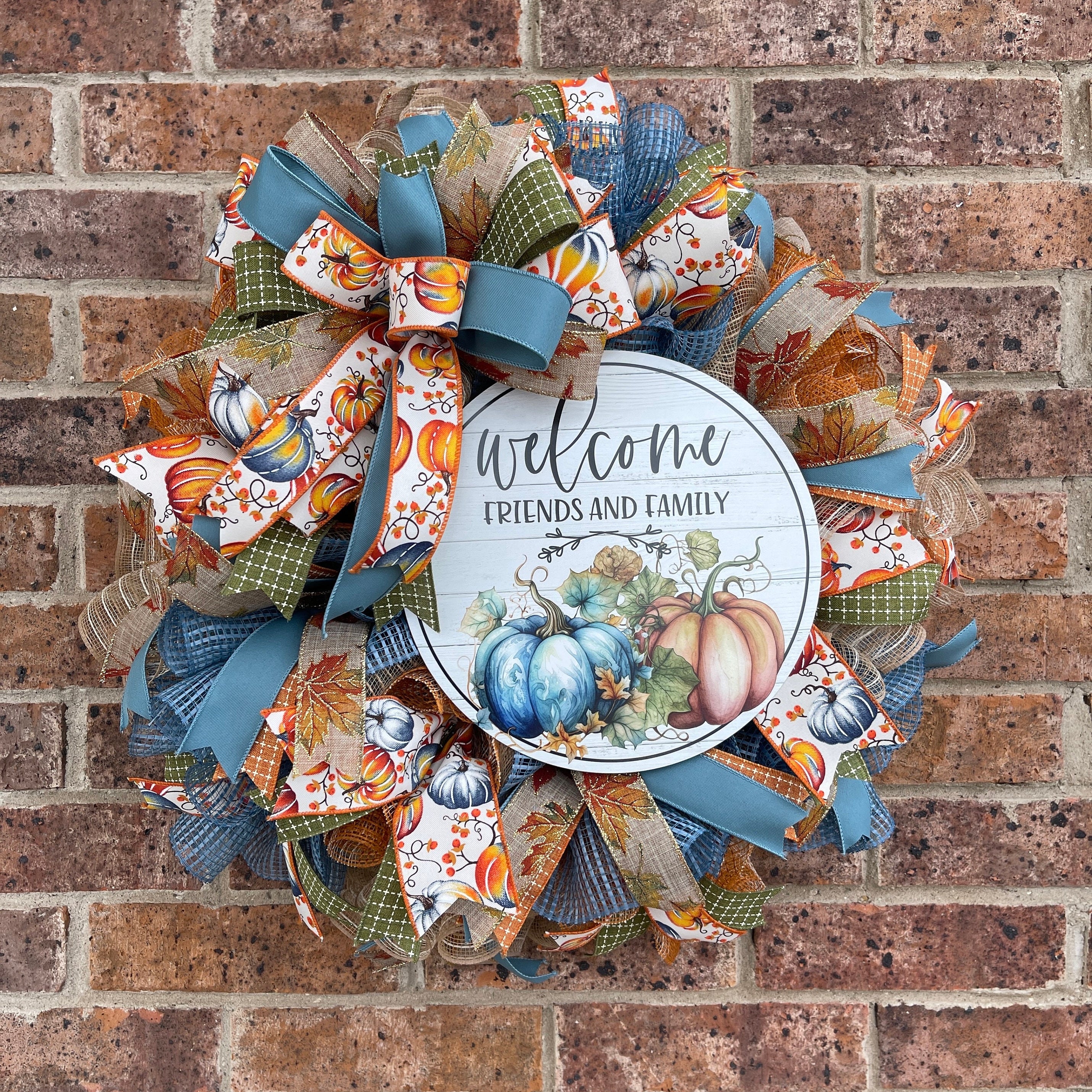 Fall Wreath, Welcome Friends and Family Fall Wreath, Fall Porch Decorations