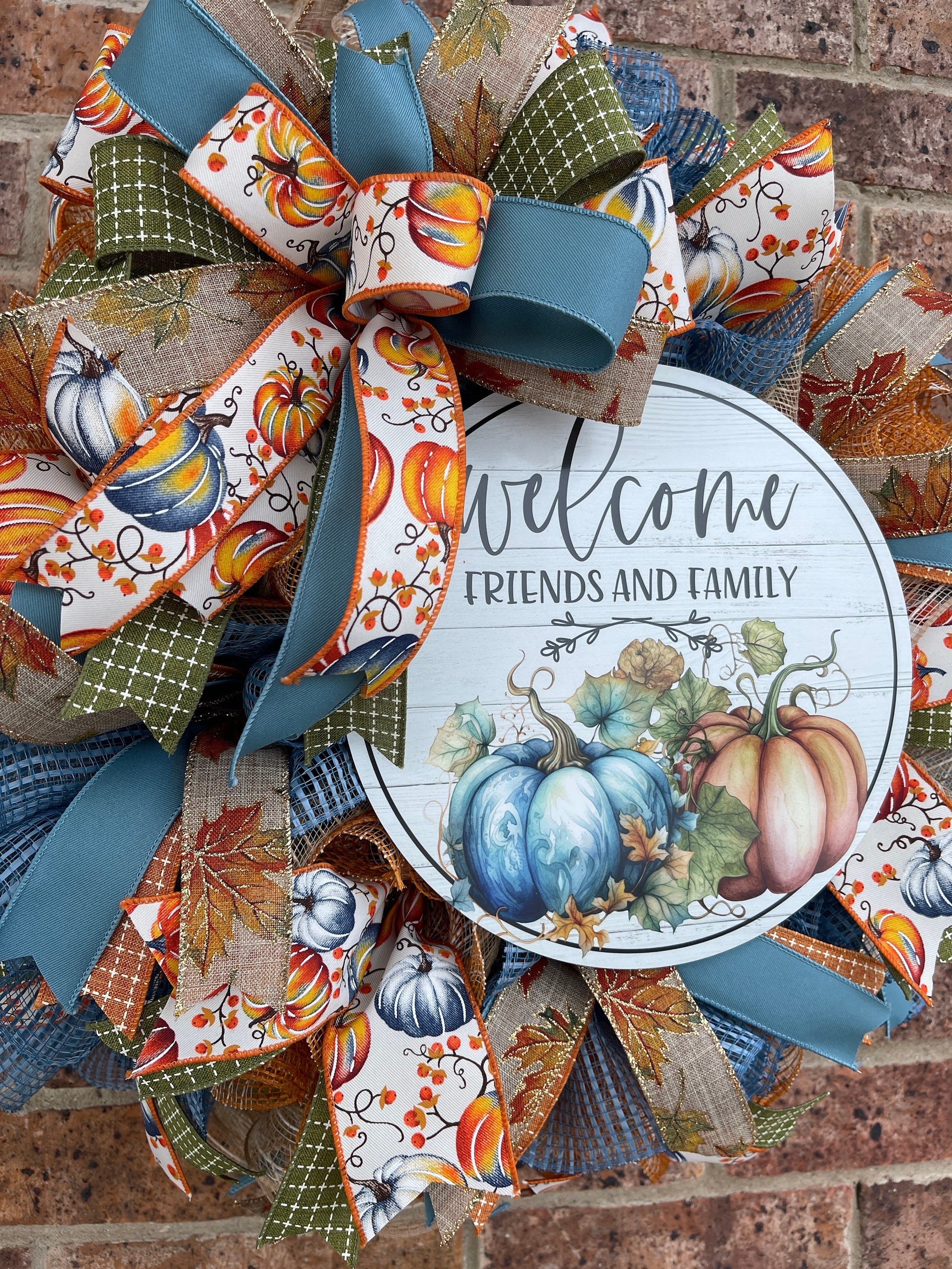 Fall Wreath, Welcome Friends and Family Fall Wreath, Fall Porch Decorations