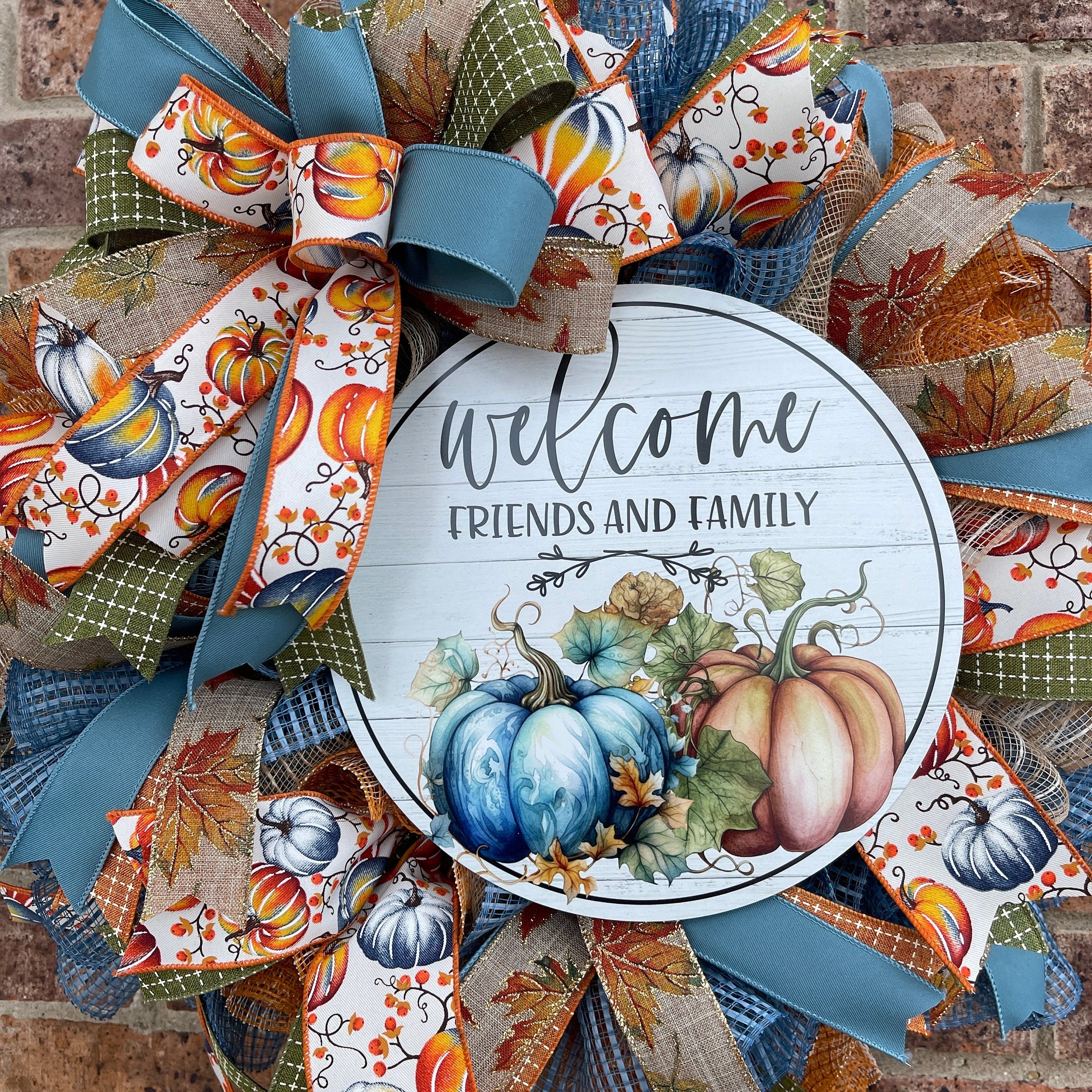 Fall Wreath, Welcome Friends and Family Fall Wreath, Fall Porch Decorations
