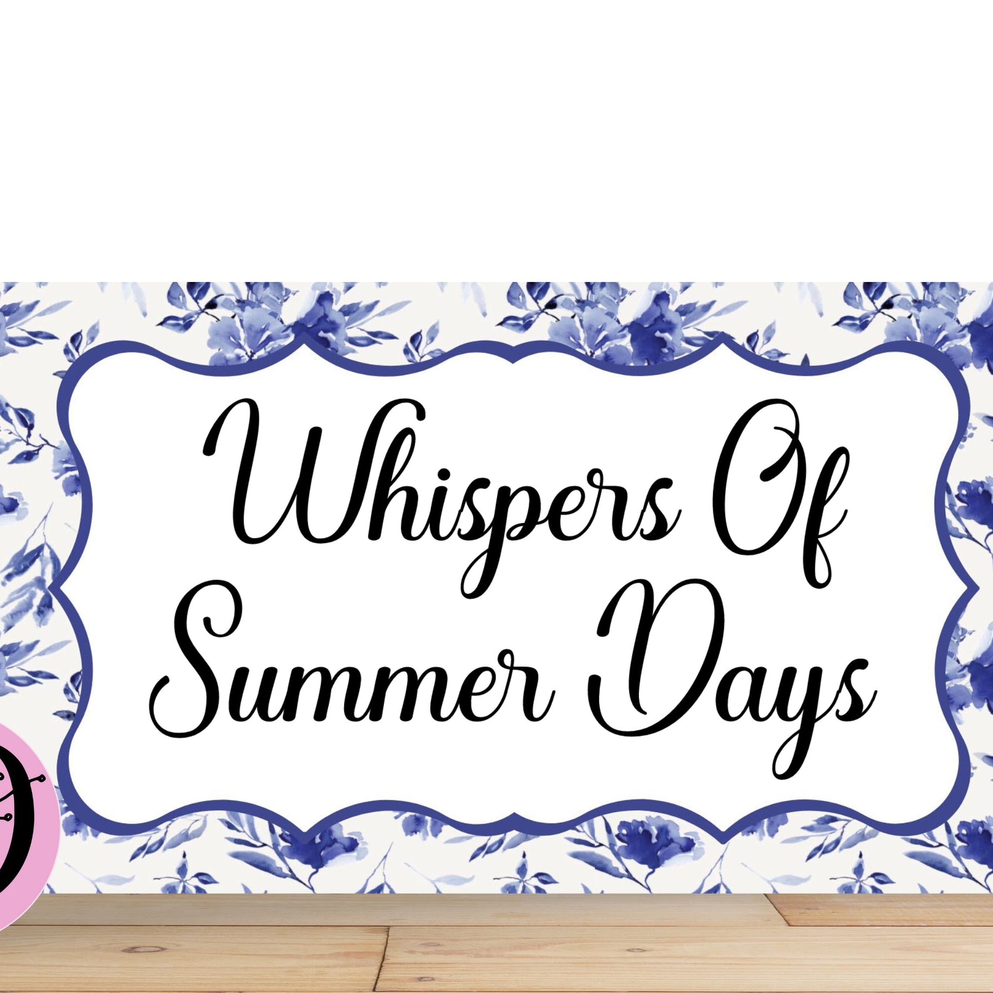 Summer Wreath Sing, Whispers Of Summer Days Rectangle Flat Aluminum Sign For Wreaths, Blue Floral Sign