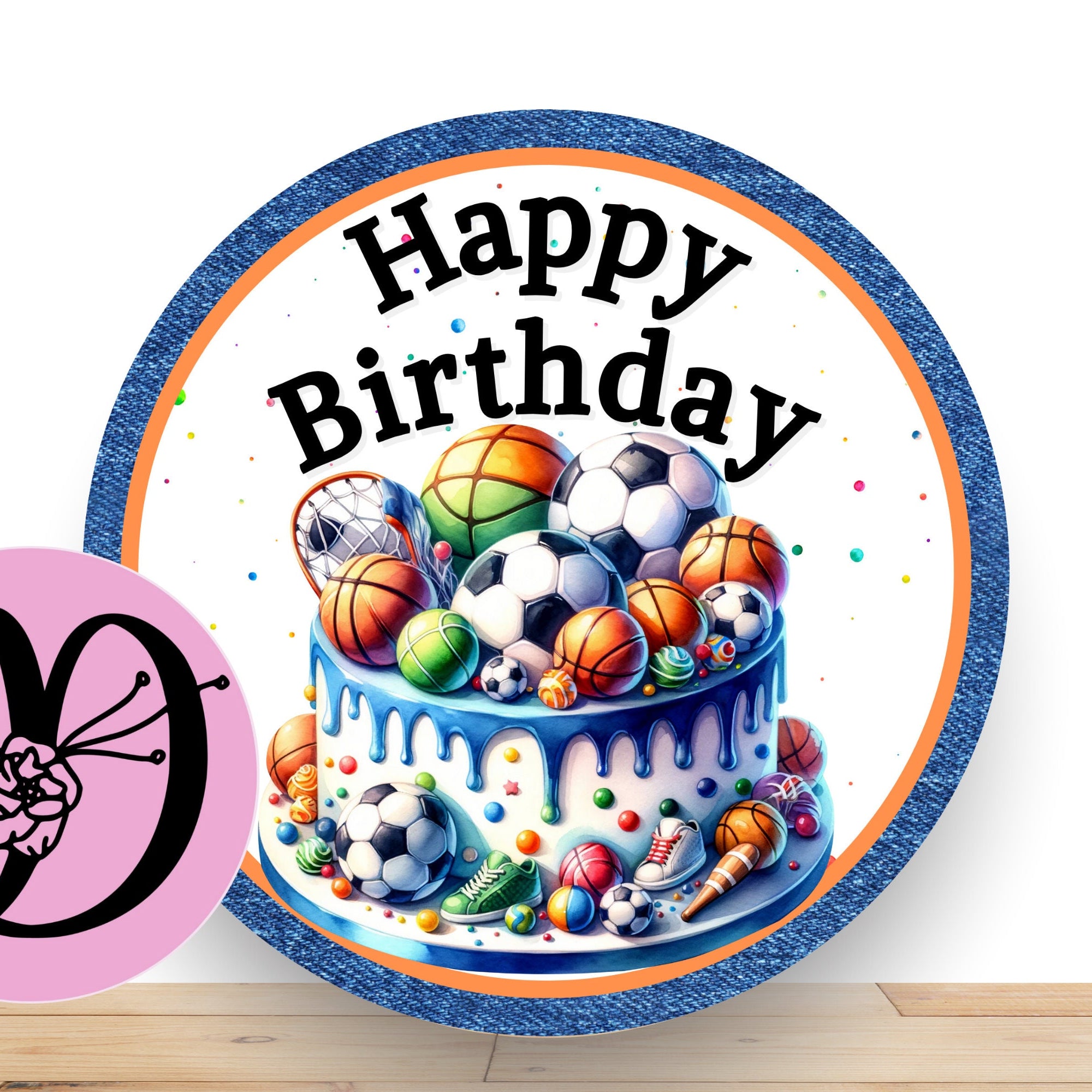 Birthday Wreath Sign, Birthday Sports Themed Happy Birthady Flate Aluminum Sign For Wreath, Birthday Sign For Boy or Girl