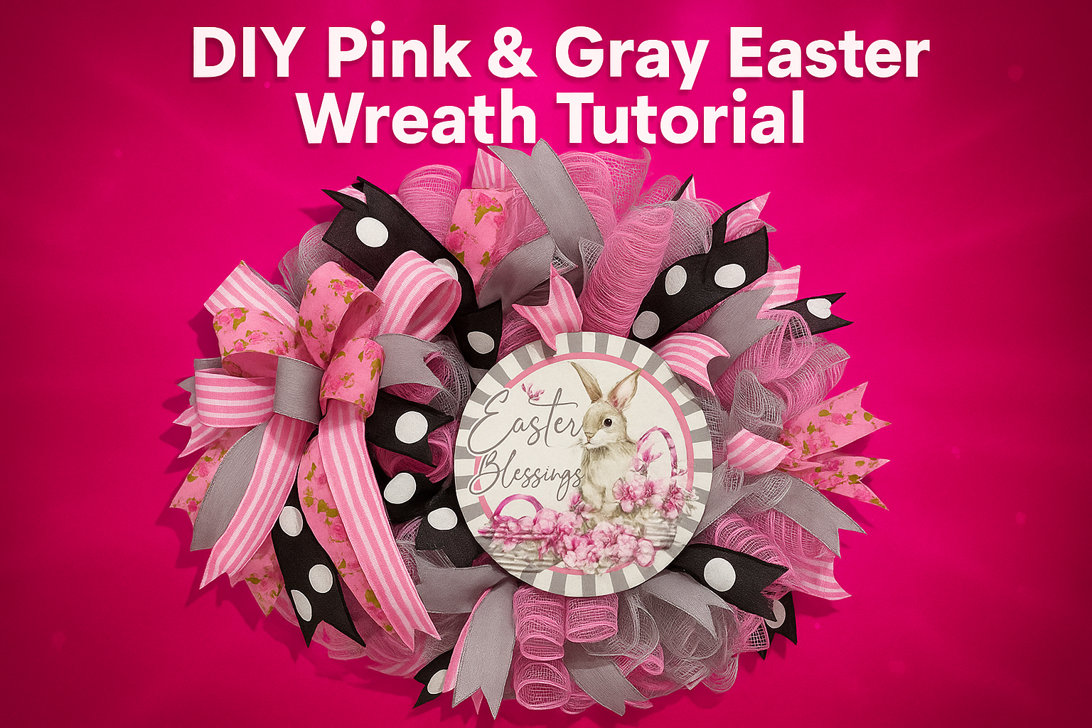 Hop Into Spring: DIY Pink & Gray Easter Wreath Tutorial