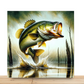 Largemouth Bass Jumping Swamp Scene Wreath Sign