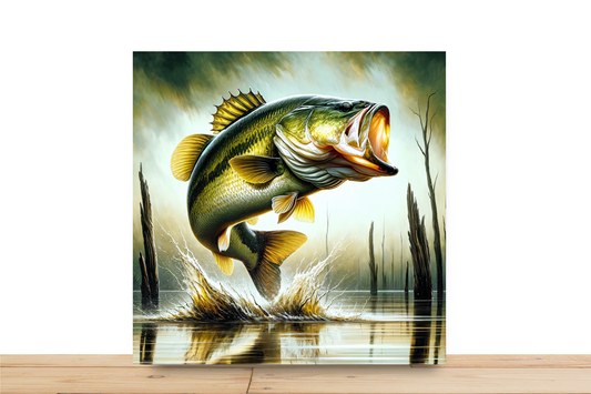 Largemouth Bass Jumping Swamp Scene Wreath Sign