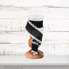 Black White Scalloped Edge Wired Ribbon