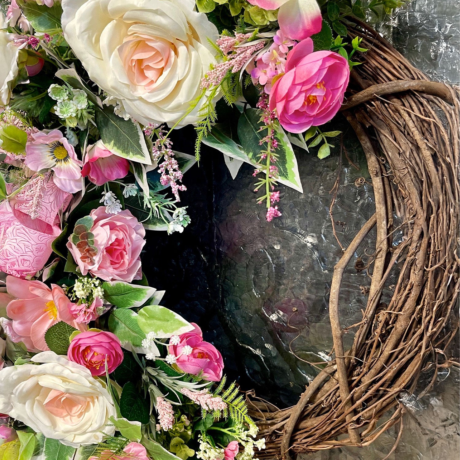 Blush Pink Floral Grapevine Wreath