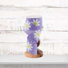 Bold Daisy Pattern Lavender Yellow White Wired Ribbon