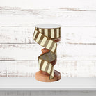 Brown Ivory Horizontal Stripe Wired Ribbon