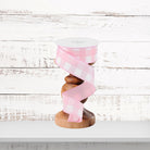 Check Buffalo Pattern Pink White Wired Ribbon