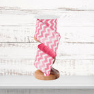 Chevron Pattern Pink White Wired Ribbon