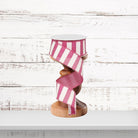 Fuchsia White Horizontal Stripe Wired Ribbon