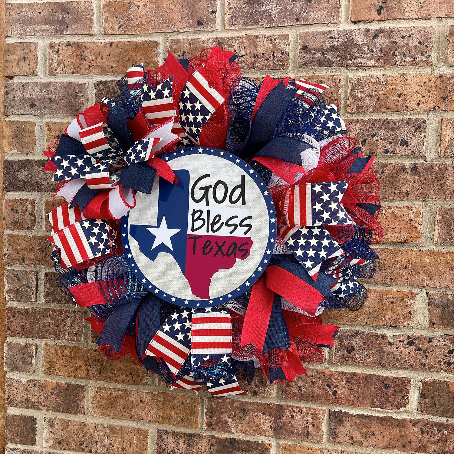 Karols Krafts & Signs - God Bless Texas Patriotic Wreath