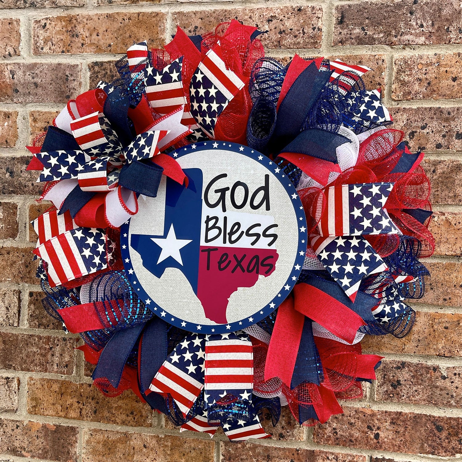 Karols Krafts & Signs - God Bless Texas Patriotic Wreath