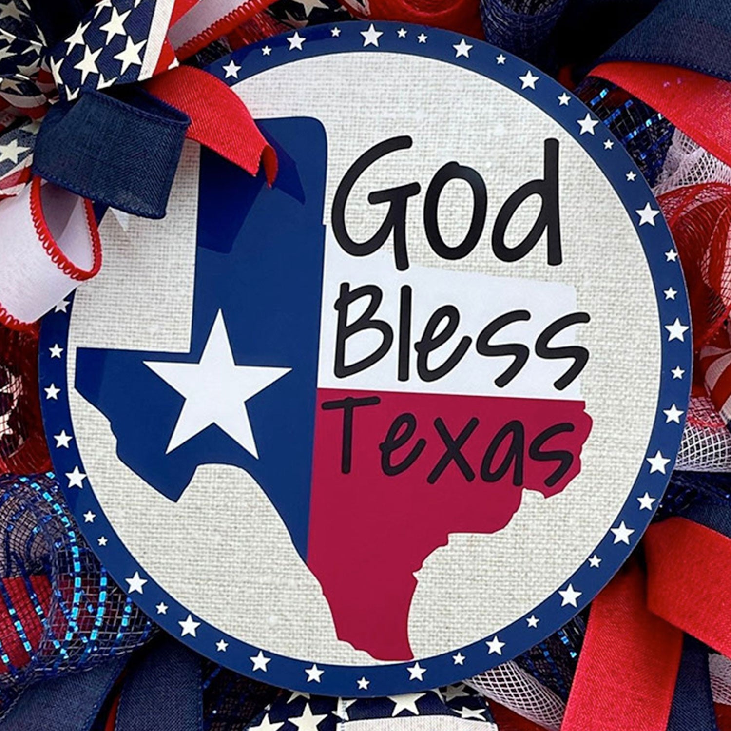 God Bless Texas Patriotic Wreath