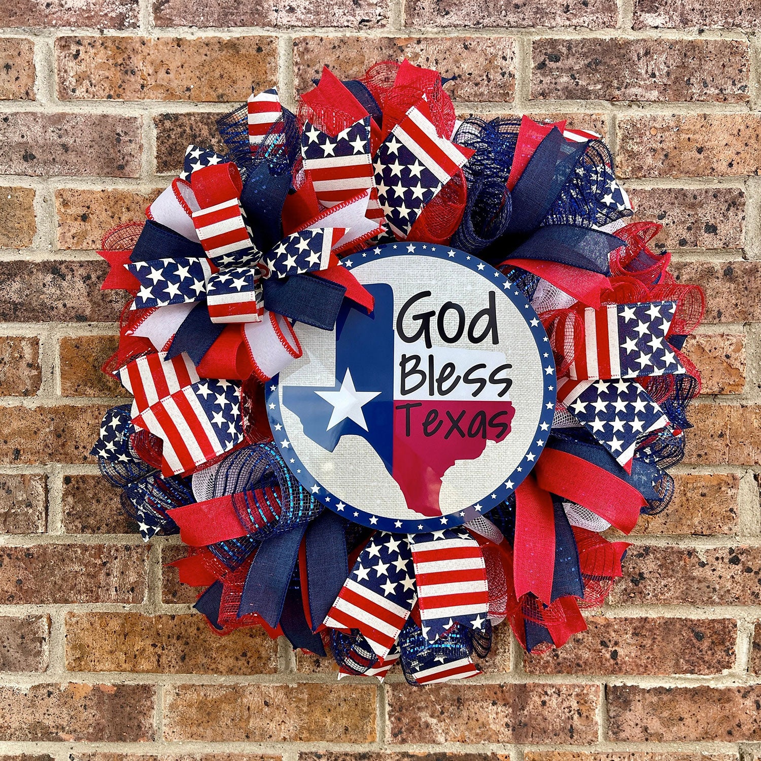 Karols Krafts & Signs - God Bless Texas Patriotic Wreath