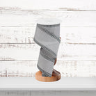 Grey Black White Gingham Trim Wired Ribbon