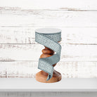 Grey White Greek Key Wired Ribbon