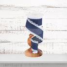 Navy White Scalloped Edge Wired Ribbon