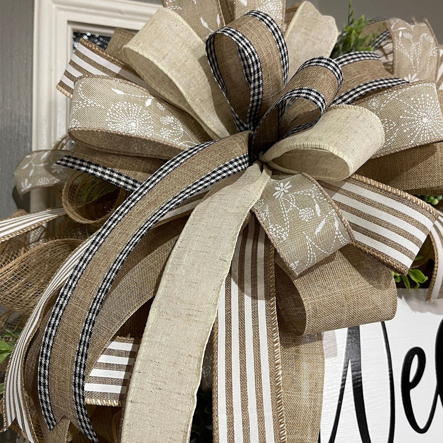 Neutral Burlap Welcome Wreath