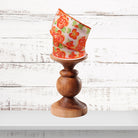 Orange Watercolor Roses Wired Ribbon