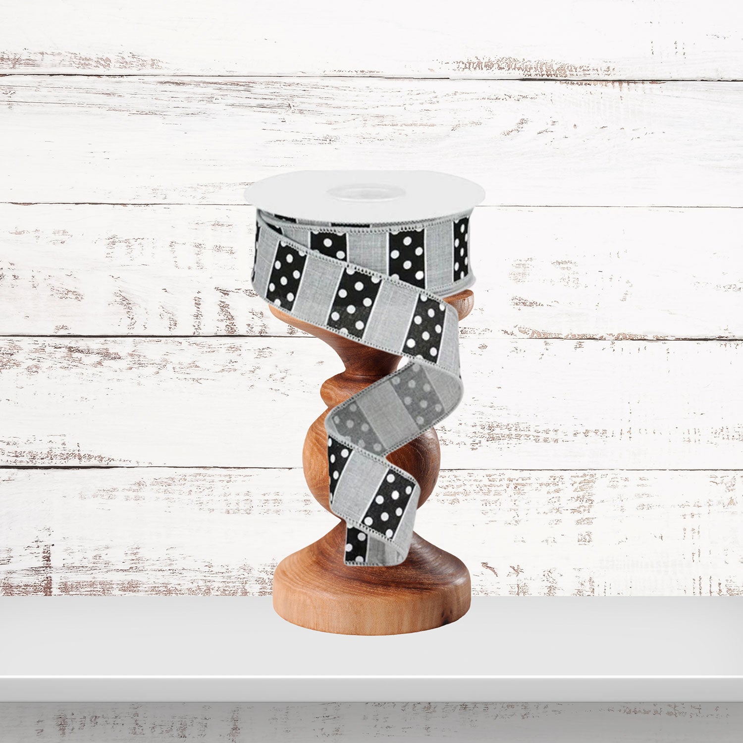 Polka Dot Stripe Wired Ribbon