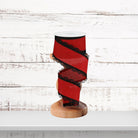 Red Black Scalloped Edge Wired Ribbon